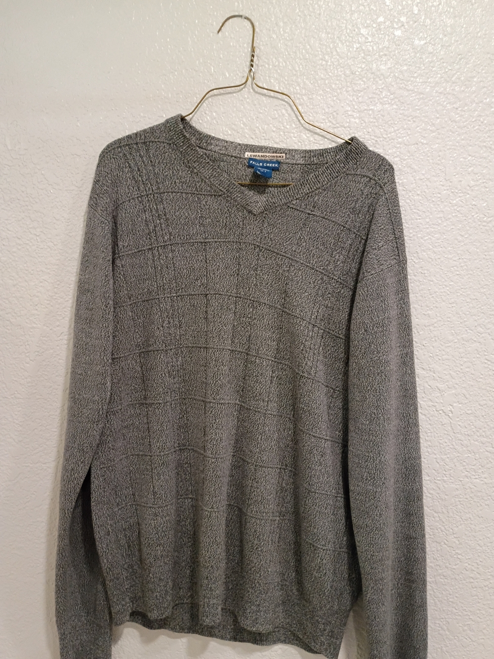 Falls Creek Lewandowski Men's Gray Luxury V-Neck Knit Sweater